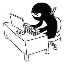 An image depicting a ninja coding