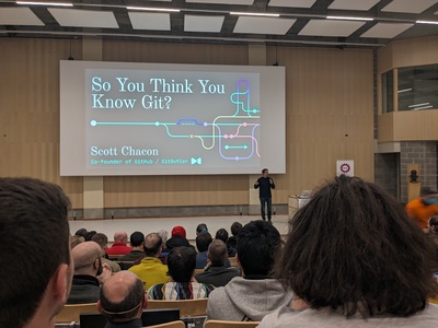 Photo of a lecture hall at FOSDEM 2024