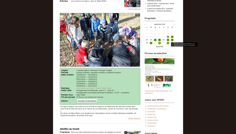 Detailed information on each event
