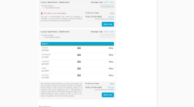 Get a detailed break-down of booking costs for each room.