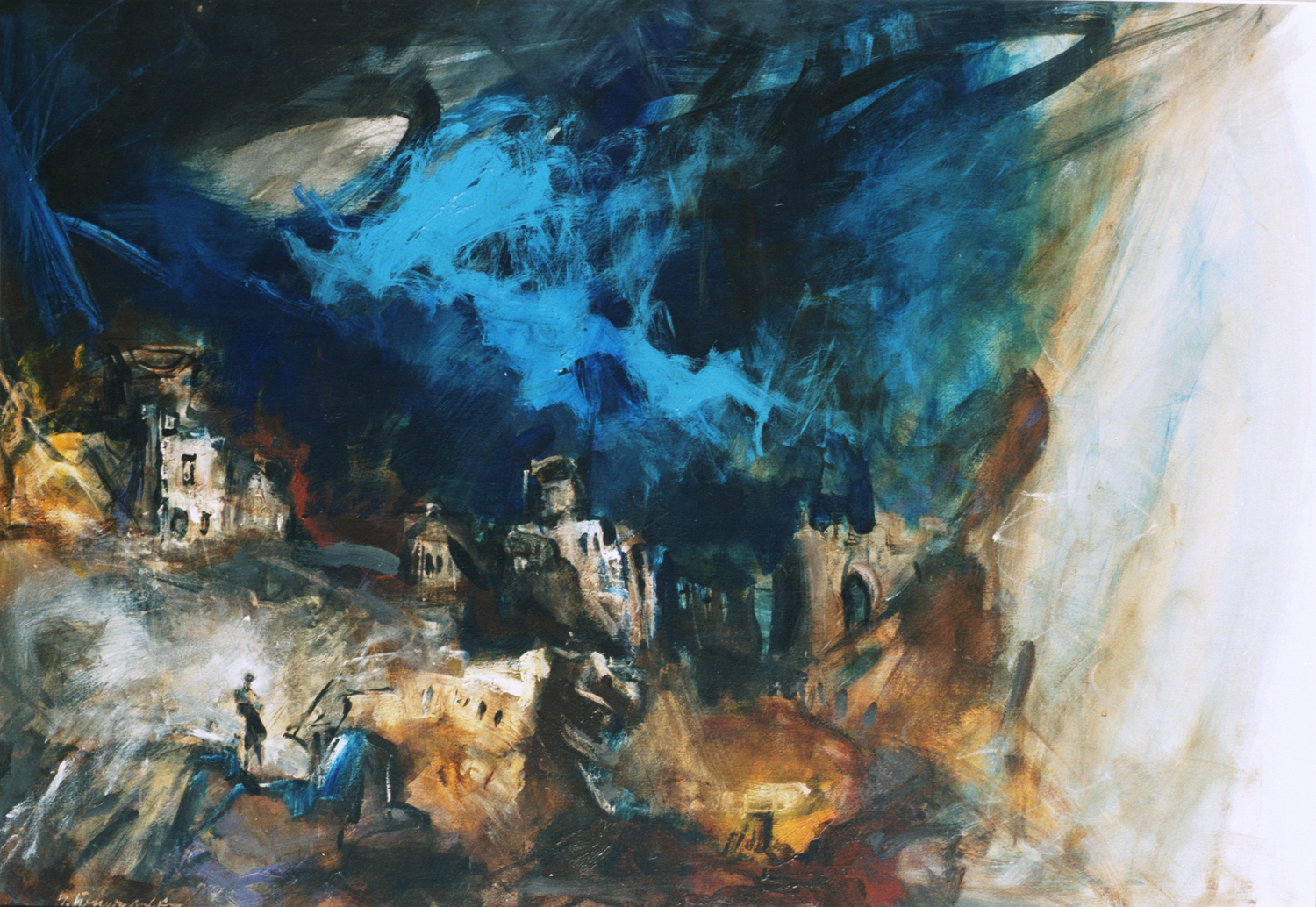 Oeuvre du peintre macédonien Ilija Penušliski, inspirée par le poème “Naissance de la parole“, d'Aco Šopov.